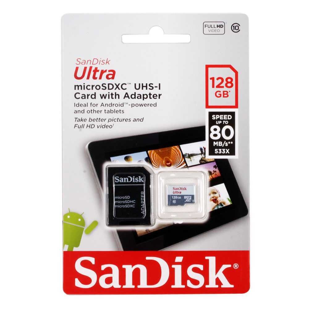 Карта памяти sandisk ultra 128 гб sdsqunr 128g gn6mn