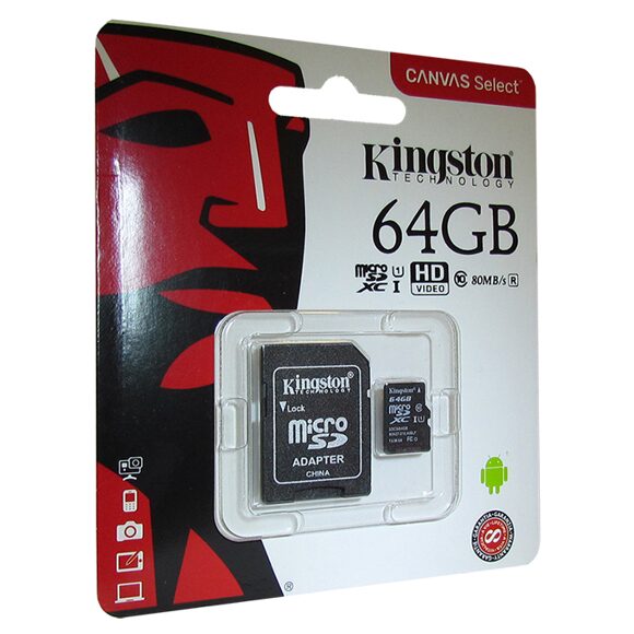 Карта памяти microsdxc kingston canvas select plus 64 гб sdcs2 64gb